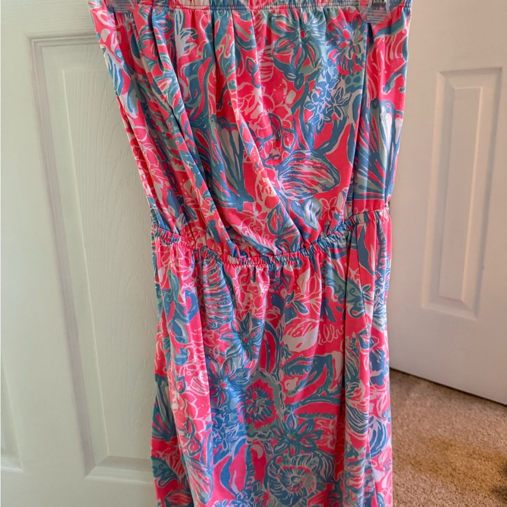 Lilly Pulitzer Strapless Dress in Pink and Blue